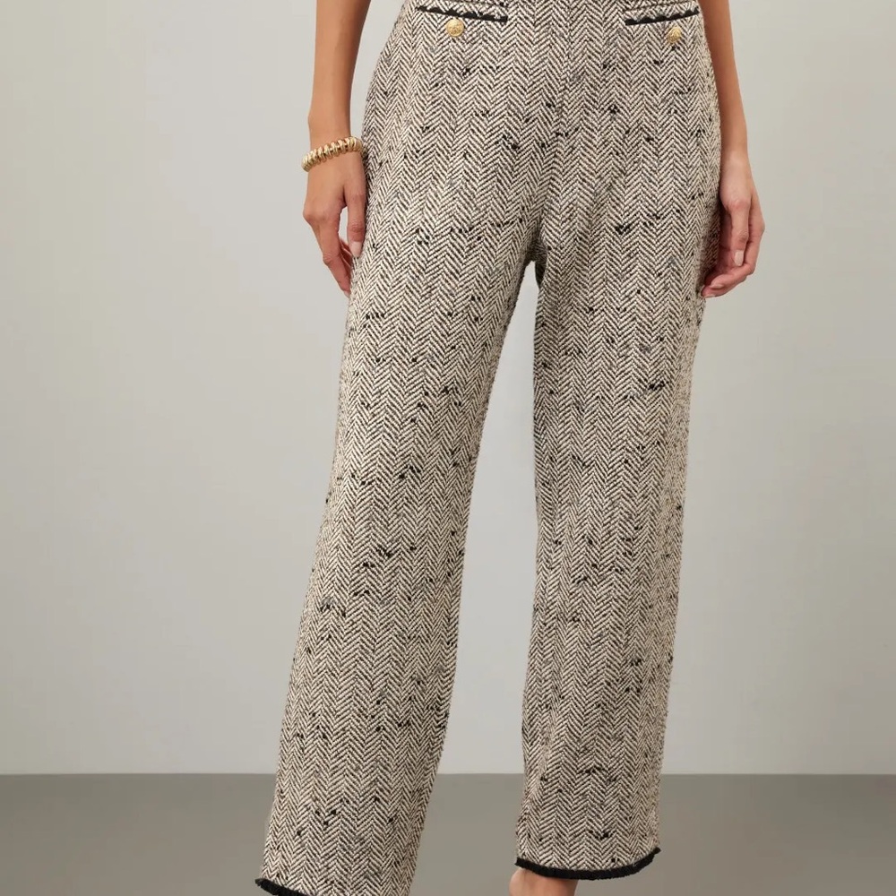 Ted Baker London Black and Cream Herringbone Trousers